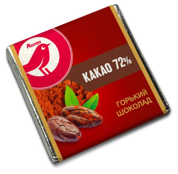 Шоколад АШАН Красная птица Горький 72% какао, вес