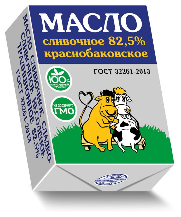 Масло сливочное Краснобаковское 82,5% БЗМЖ, 175 г