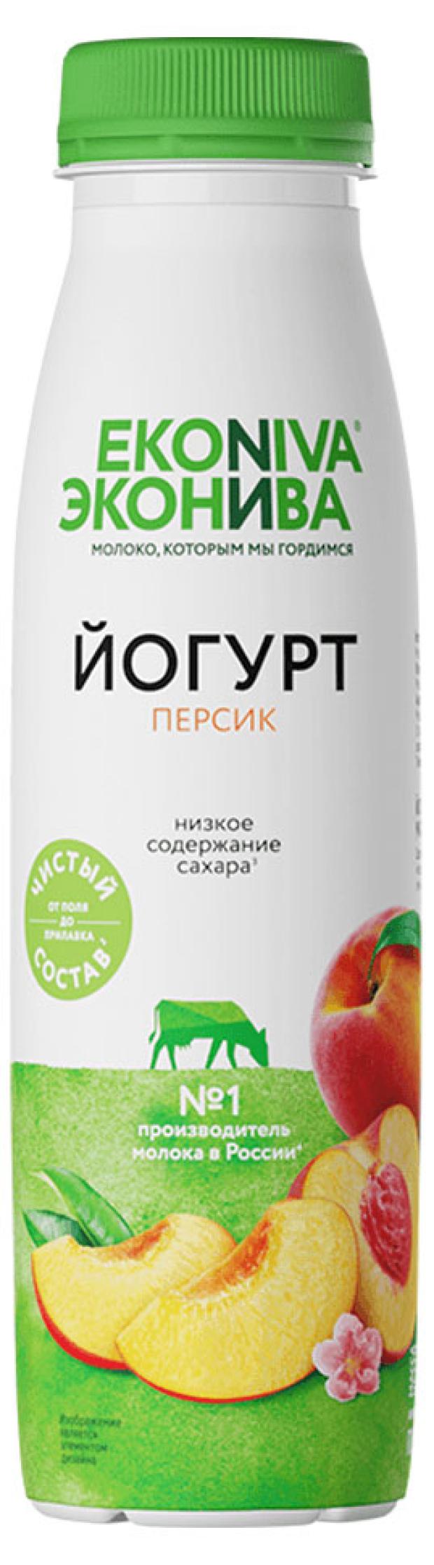 Йогурт питьевой Эконива персик 2,5% БЗМЖ, 300 г