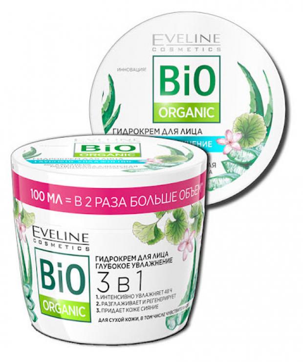 

Гидрокрем для лица глубокое увлажнение 3в1 серии bio organic Eveline, 100мл