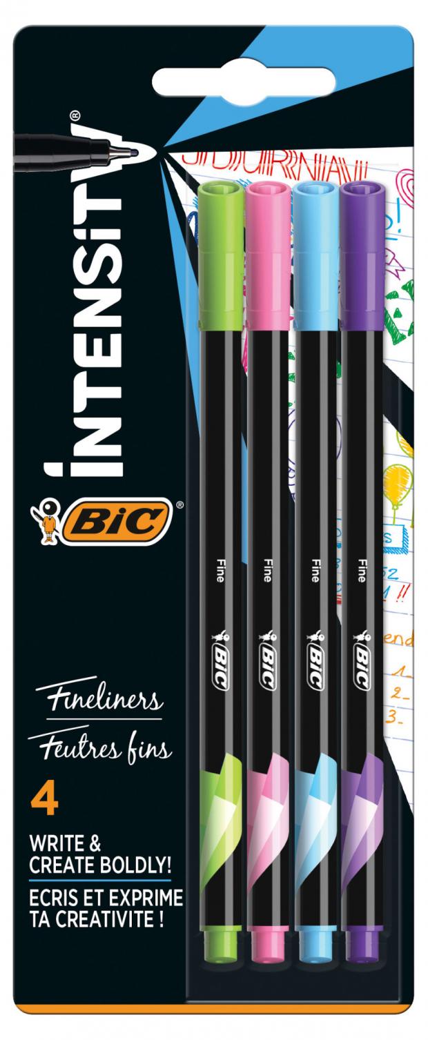 Ручки капиллярные BIC Intensity разноцветные, 4 шт