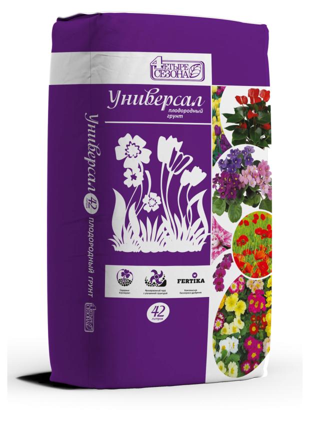 Грунт плодородный Четыре сезона Универсал, 42 л грунт четыре сезона любимые цветы 5л