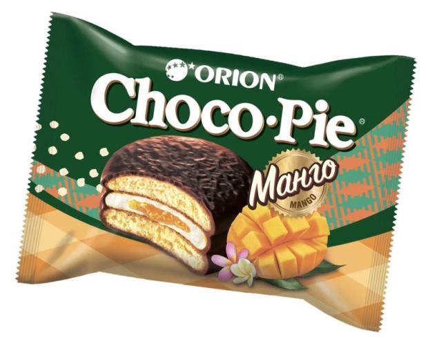 Пирожное Orion Choco-Pie Mango бисквитное с джемом из манго, 30 г