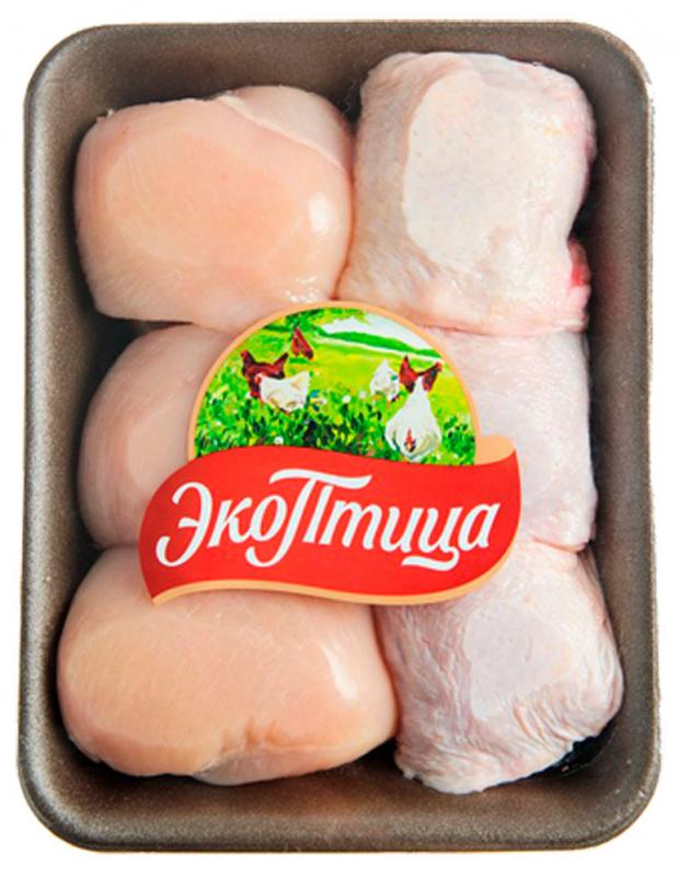 Ассорти из мяса птицы ЭКОПТИЦА филе бедро с кожей охлажденное (0,8-1 кг), 1 упаковка 1 кг
