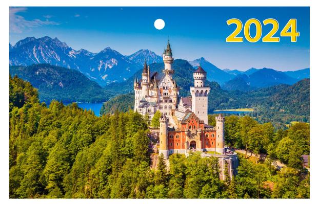 

Календарь настенный квартальный Замок на трех гребнях на 2024 г, 195х465 мм
