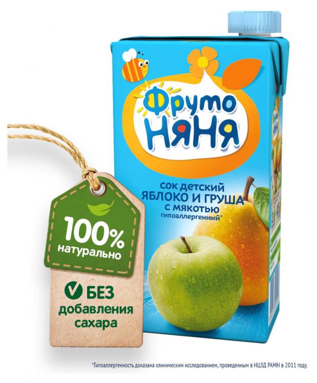 

Сок «ФрутоНяня» яблоко и груша с мякотью с 3-х лет, 500 мл