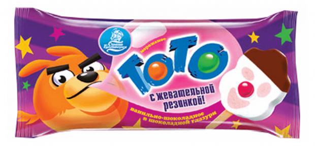 Мороженое сливочное Страна Гулливерия Тотошка в стране Гулливерии ванильно-шоколадное с жевательной резинкой, 60 г
