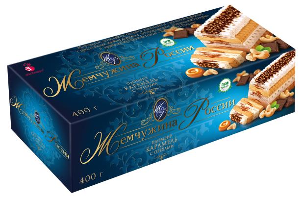 Мороженое Жемчужина России Рулет карамель с орехами, 400 г