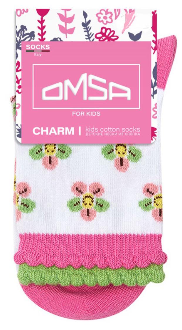 Носки для девочек OMSA kids Charm bianco-rosso, р 27-30
