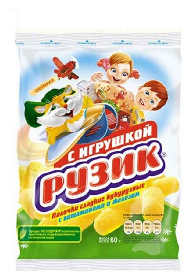 Палочки кукурузные РУЗИК сладкие с игрушкой, 60 г