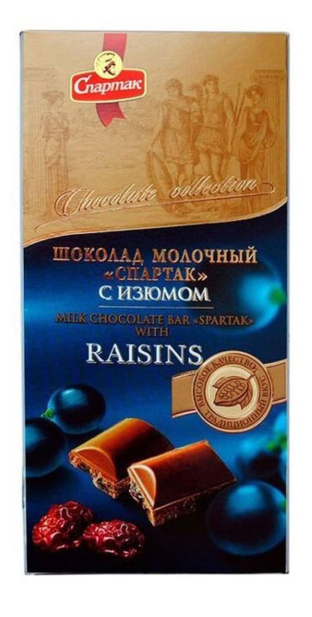 Шоколад молочный Спартак с изюмом, 90 г