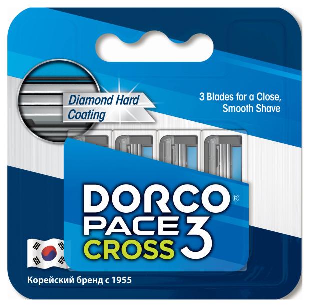 Сменные кассеты Dorco с 3 лезвиями для бритвенного станка Pace 3 Cross, 4 шт сменные кассеты dorco с 3 лезвиями для бритвенного станка pace 3 cross 4 шт