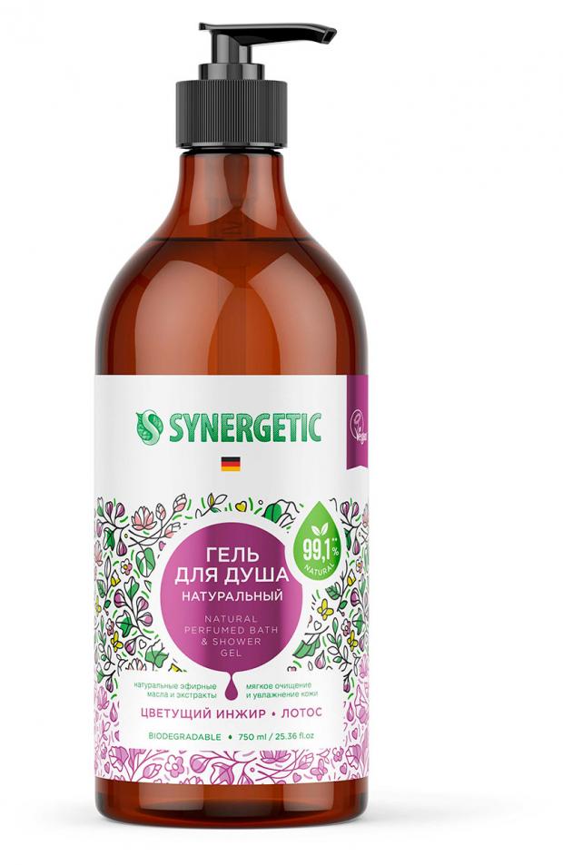 Гель для душа Synergetic Цветущий инжир и лотос, 750 мл гель для душа synergetic цветущий инжир и лотос увлажняющий натуральный 380 мл