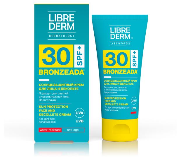 Крем для лица и зоны декольте солнцезащитный Librederm Bronzeada SPF30, 50 мл