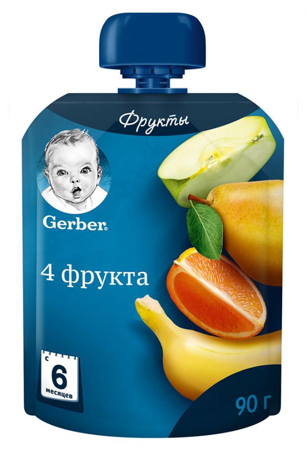 

Пюре Gerber 4 фрукта с 6 мес., 90 г