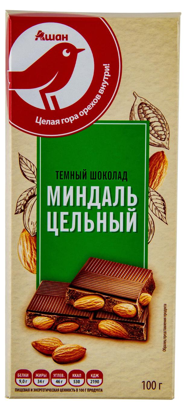 

Шоколад АШАН Красная птица темный с цельным миндалем, 100 г