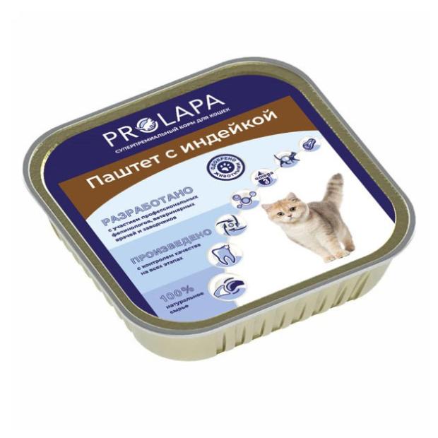 

Влажный корм для кошек Prolapa Premium паштет с индейкой, 100 г