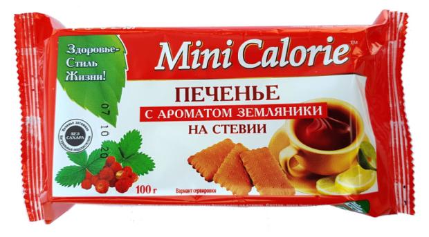 Печенье Mini Calorie затяжное с ароматом Земляники на стевии, 100 г