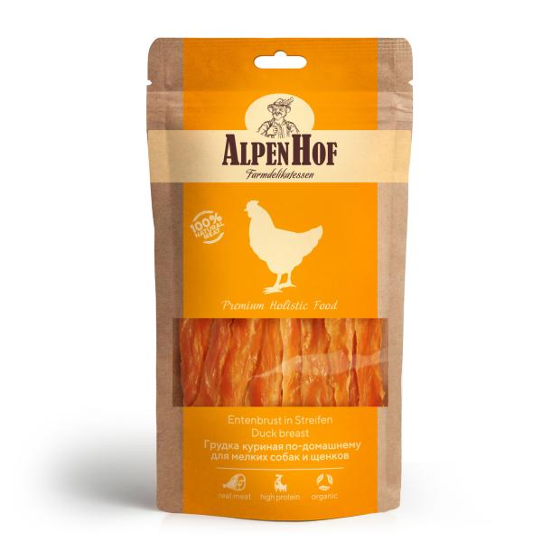 

Лакомство для мелких собак и щенков Alpen Hof грудка куриная по-домашнему, 50 г