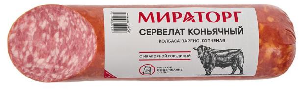 

Колбаса варено-копченая Мираторг Сервелат Коньячный, 375 г