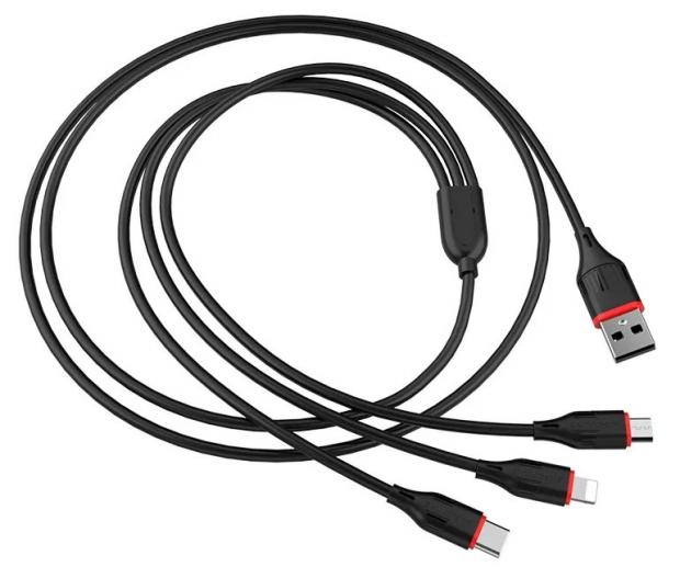 цена Кабель Borofone BX17 Enjoy 3 in 1 USB - Lightning+MicroUSB+Type-C, 1 м