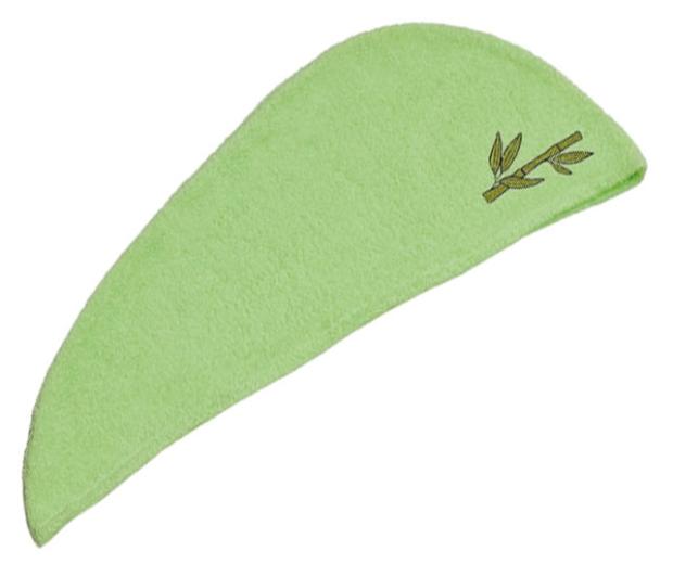 Полотенце-тюрбан женское NAT с вышивкой Бамбук зеленое, 60х23 см