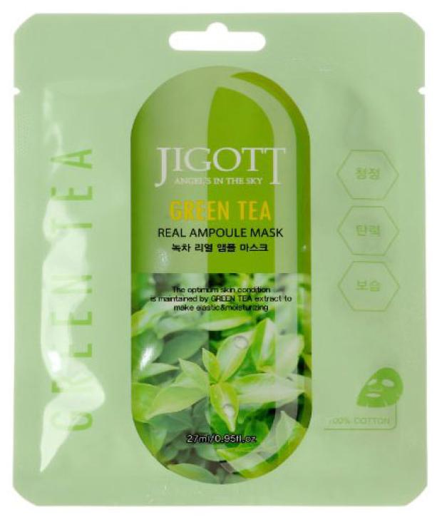 

Маска тканевая для лица Jigott Real Ampoule с экстрактом зелёного чая, 27 мл