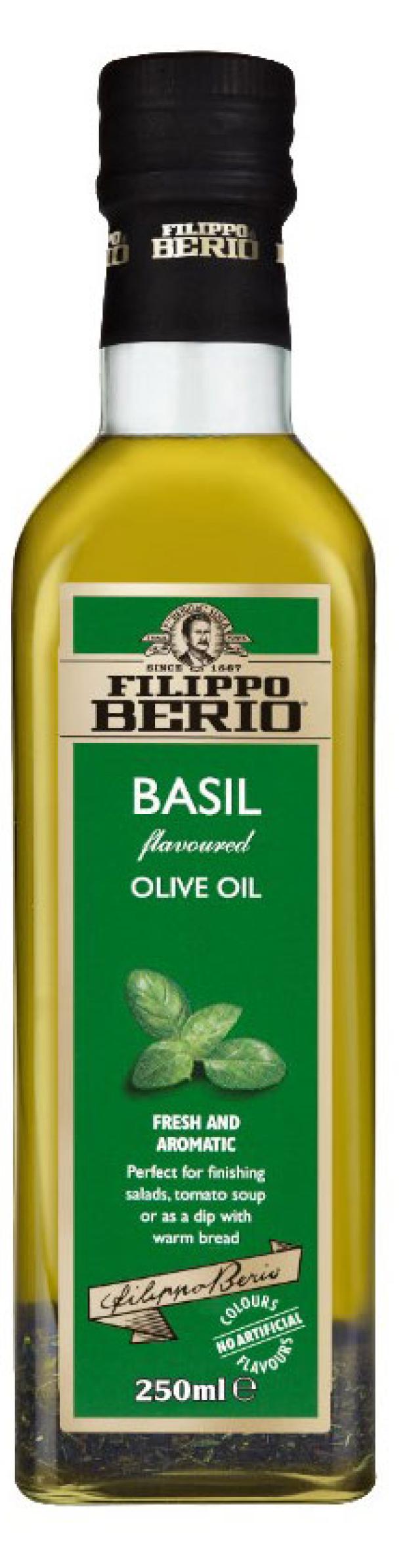 Масло оливковое Filippo Berio Extra virgin olive oil нерафинированное первого отжима c базиликом, 250 мл соус томатный filippo berio арраббьята 340 г