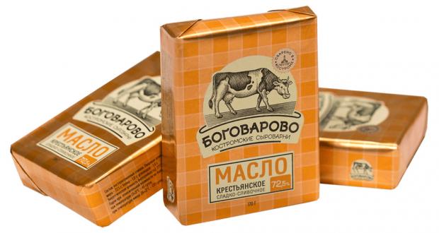Масло сливочное Боговарово 72,5% БЗМЖ, 170 г