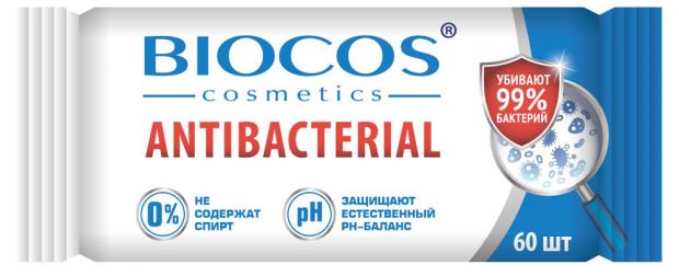 

Влажные салфетки BioCos Антибактериальные, 60 шт