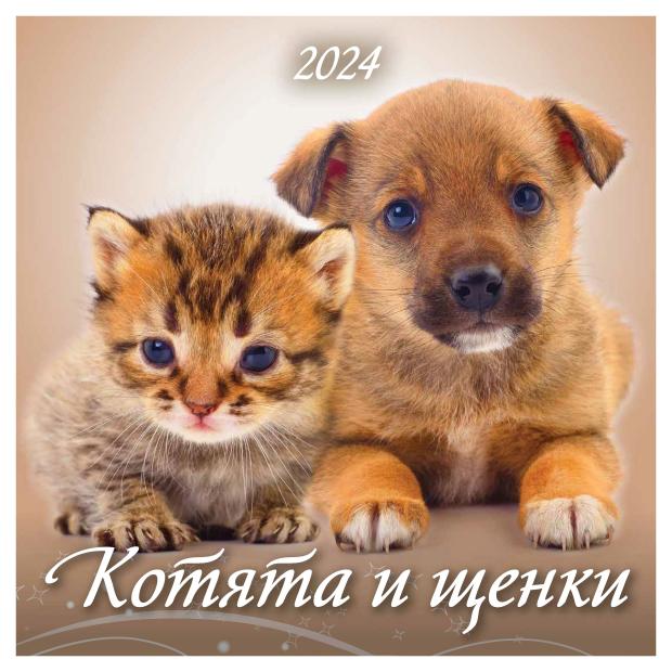 

Календарь настенный перекидной Котята и щенки на скрепке на 2024 г, 6 листов, 285х285 мм