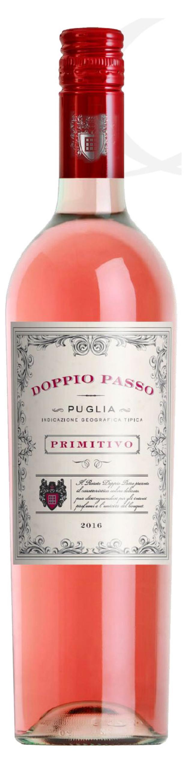 Вино Doppio Passo Primitivo Rosato розовое полусухое Италия, 0,75 л