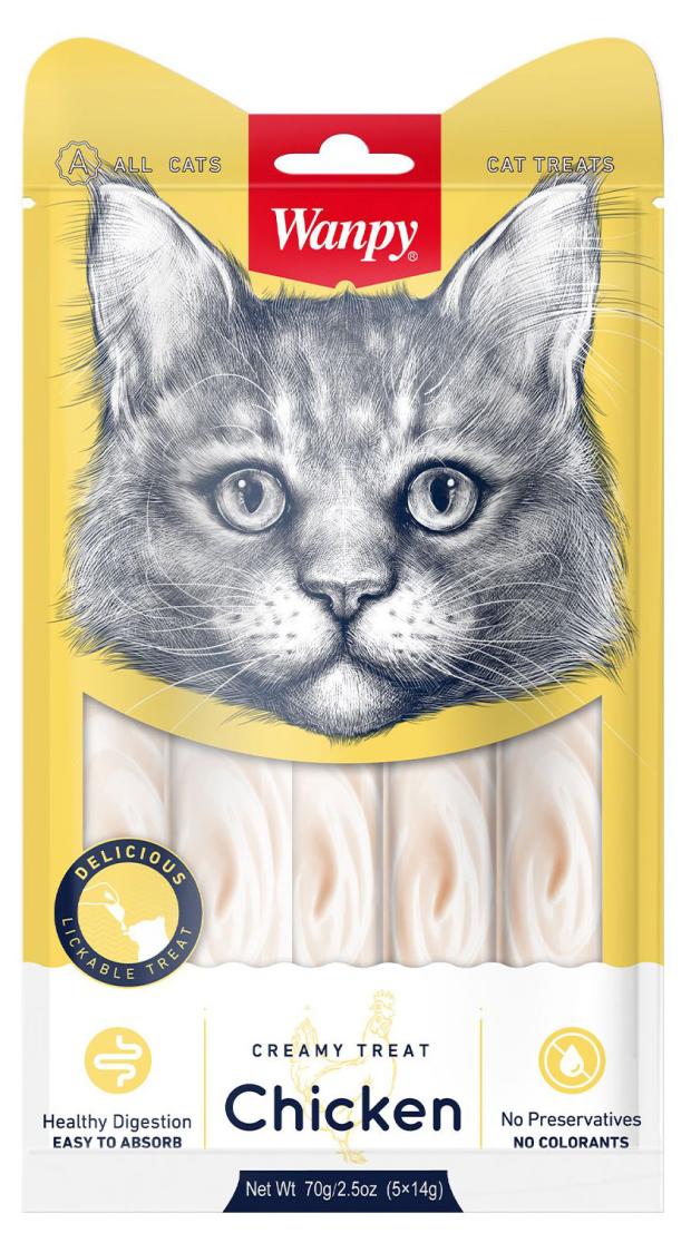 

Лакомство для кошек Wanpy Cat нежное пюре из курицы, 70 г