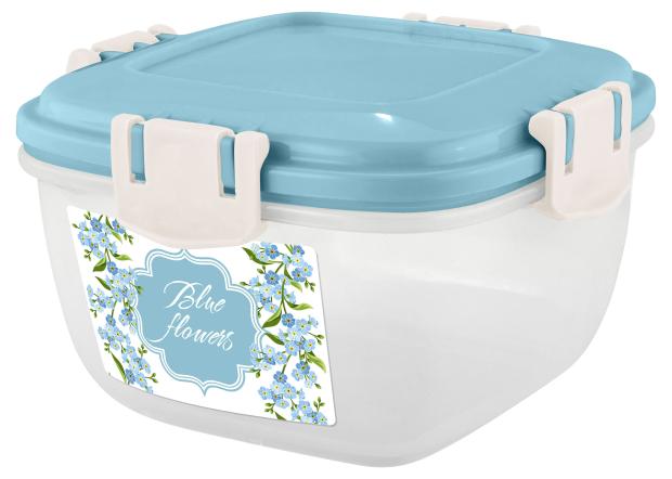 

Контейнер для продуктов Sugar&Spice Blue flowers Barberry герметичный квадратный, 1 л