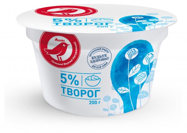 

Творог мягкий АШАН Красная птица 5% БЗМЖ, 200 г