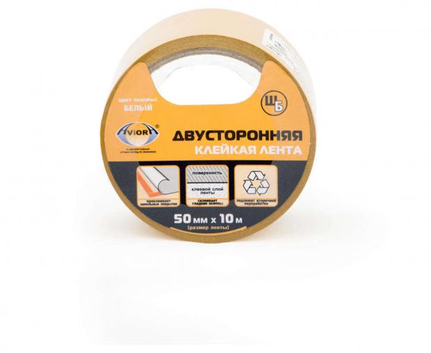 

Лента клейкая Aviora двусторонняя на шелково-бумажной основе, 50 мм х 10 м
