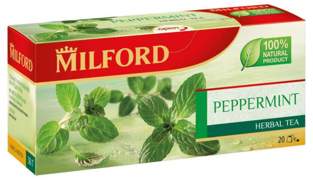 Чай травяной MILFORD мята перечная в пакетиках, 20х1.5 г чай черный milford с пряностями в пакетиках 20х1 75 г