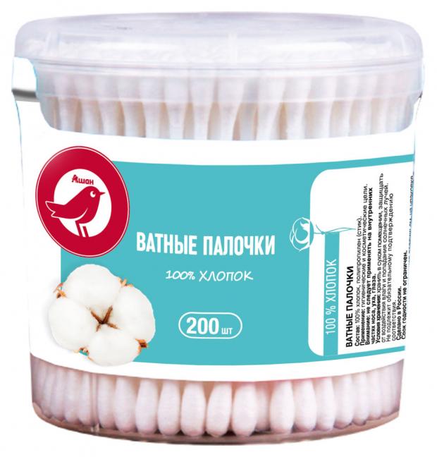 

Ватные палочки АШАН стакан круглый, 200 шт