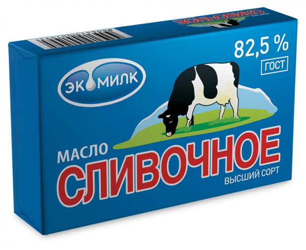 Масло сливочное Экомилк несоленое высший сорт 82,5%, 180 г масло сливочное gudberg несоленое 82 5% 10 г