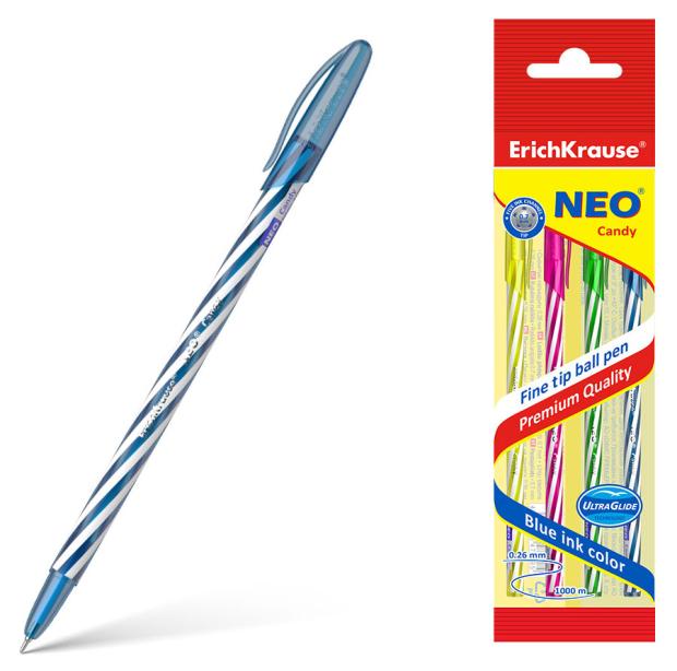 

Набор шариковых ручек ErichKrause NEO CANDY синие, 4 шт