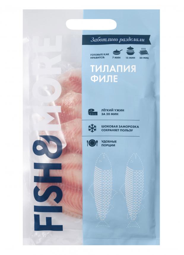 Тилапия Fish&More филе без кожи, 500 г тилапия замороженная bondelamar филе 600 г