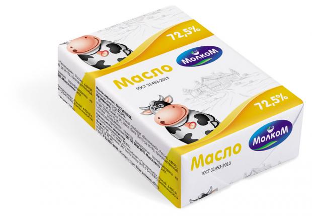Масло сливочное МОЛКОМ 72,5% БЗМЖ, 180 г
