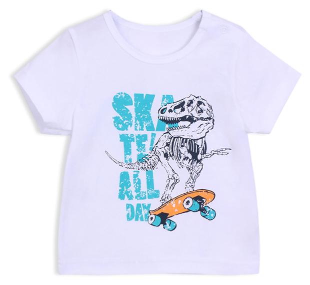 Футболка для мальчика Котмаркот Dino Skate белая