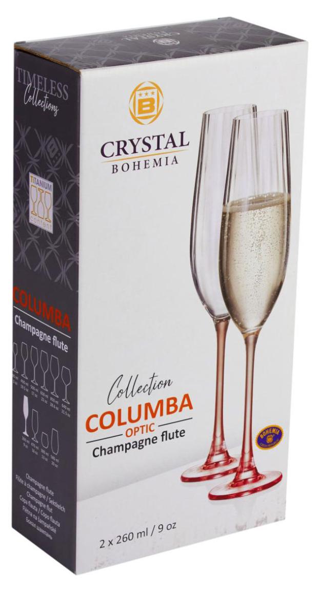 

Набор бокалов для шампанского CRYSTAL BOHEMIA Columba Optic 260 мл, 2 шт