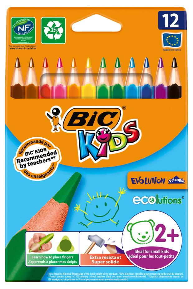 Карандаши цветные BIC Kids Evolution Triangle, 12 цветов