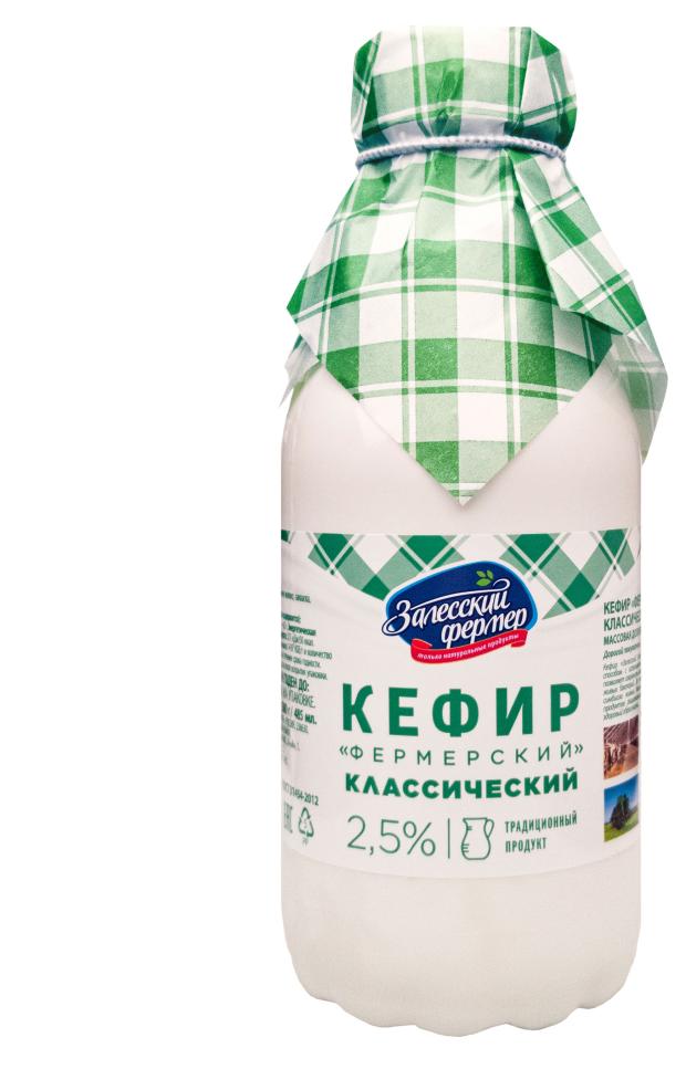 Кефир Залесский фермер 2,5% БЗМЖ, 485 мл