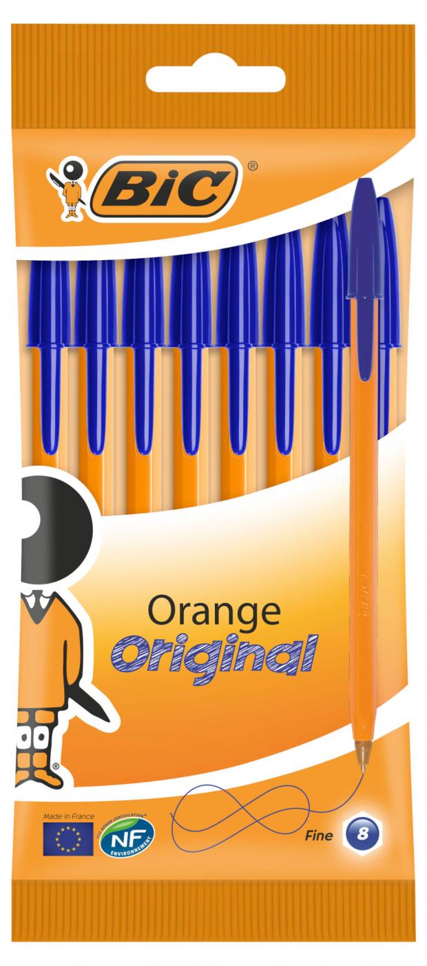 Ручка шариковая BIC Orange Fine синяя, 8 шт