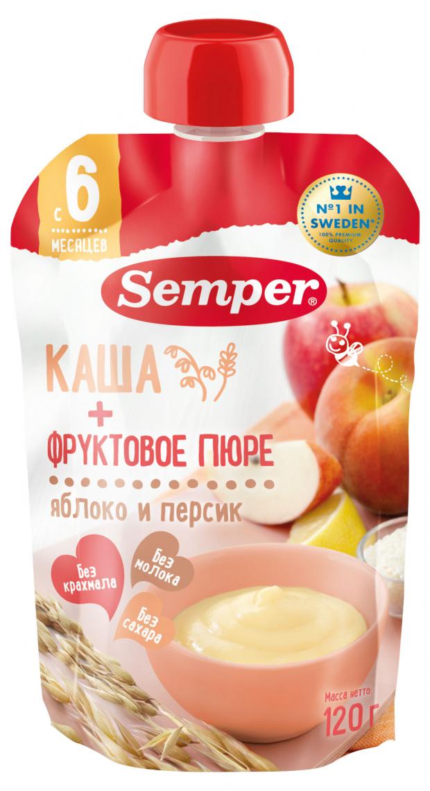 

Пюре Semper яблочно-персиковое с кашей с 6 мес., 120 г