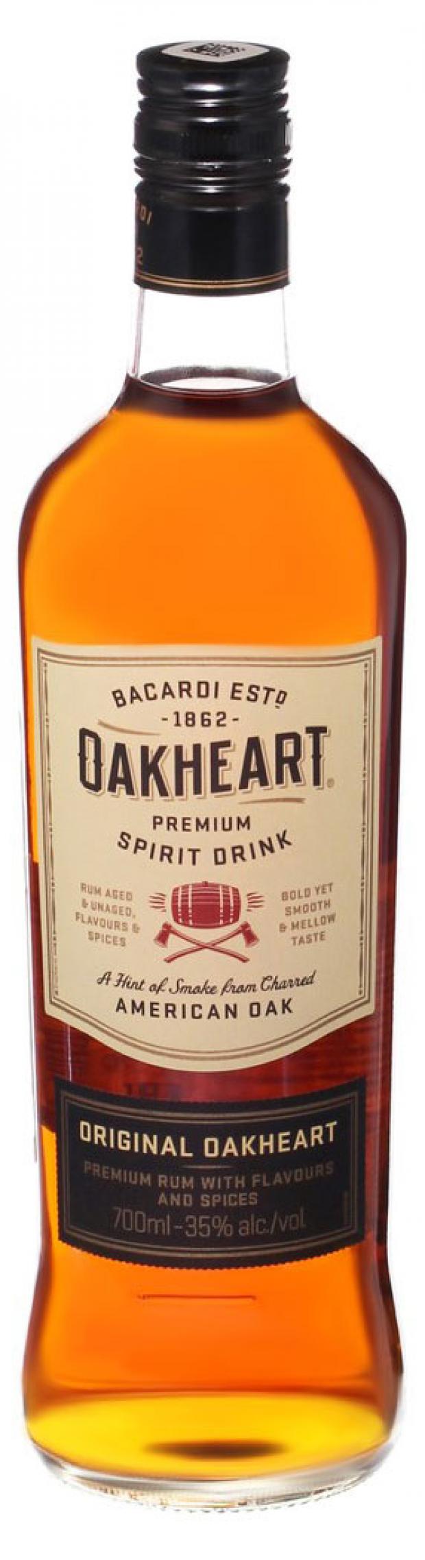 Напиток спиртовой на основе рома Bacardi Oakheart Италия, 0,7 л