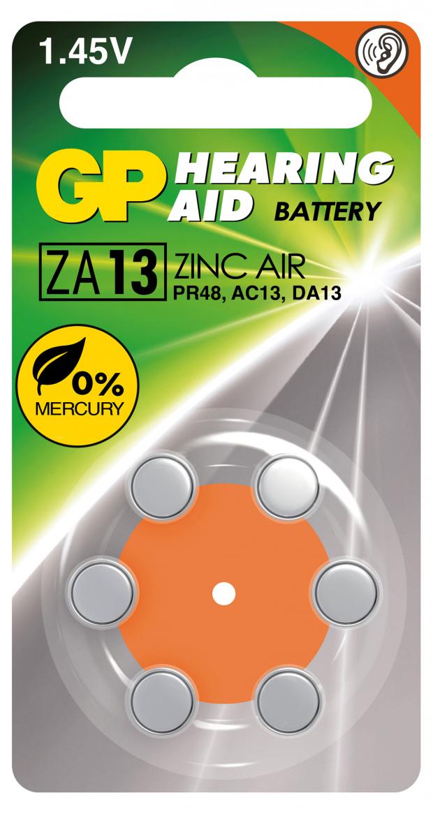 Батарейка GP Hearing Aid ZA13, 6 шт laifa 60 pcs rayovac extra zinc air hearing aid batteries 675a 675 a675 pr44 hearing aid battery a675 for hearing aids